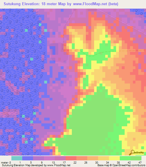 Sutukung,Gambia Elevation Map