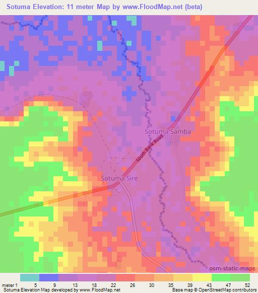 Sotuma,Gambia Elevation Map