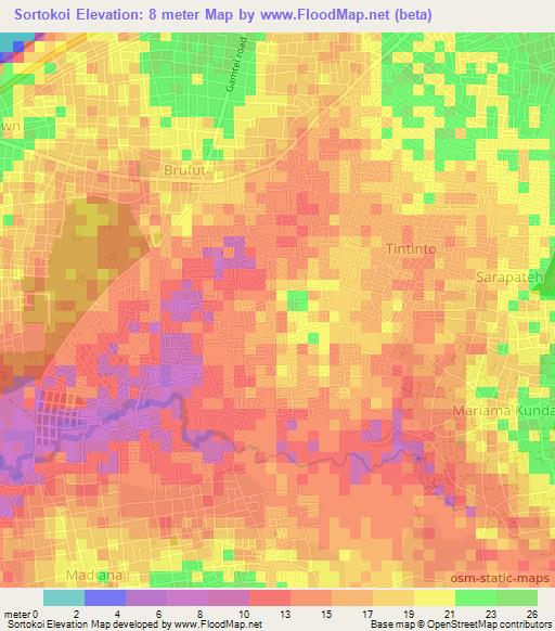 Sortokoi,Gambia Elevation Map