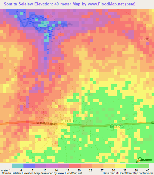 Somita Selelew,Gambia Elevation Map