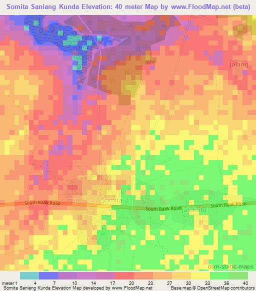 Somita Saniang Kunda,Gambia Elevation Map