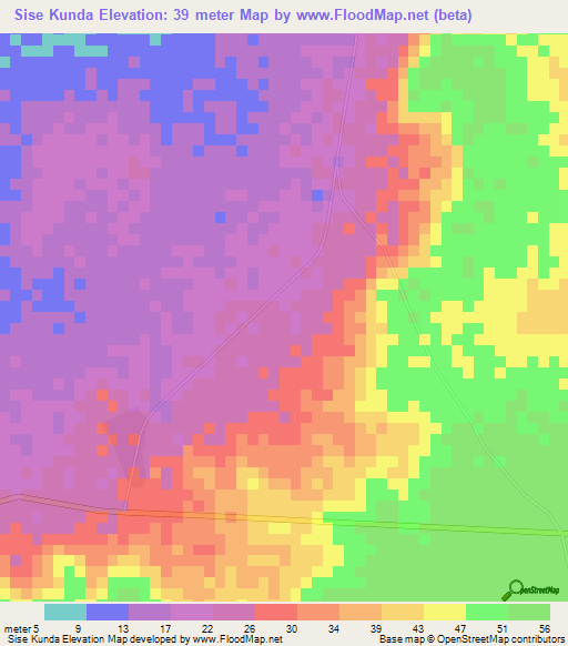 Sise Kunda,Gambia Elevation Map