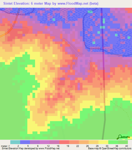 Sintet,Gambia Elevation Map