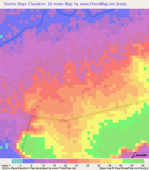 Sinchu Baya,Gambia Elevation Map