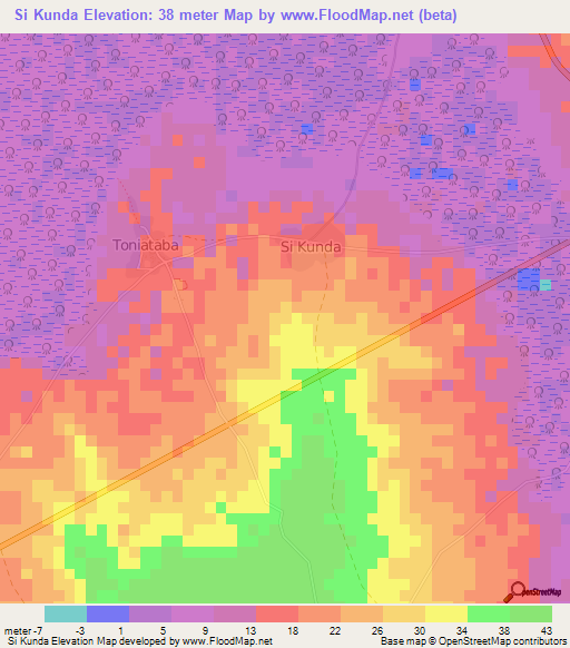 Si Kunda,Gambia Elevation Map