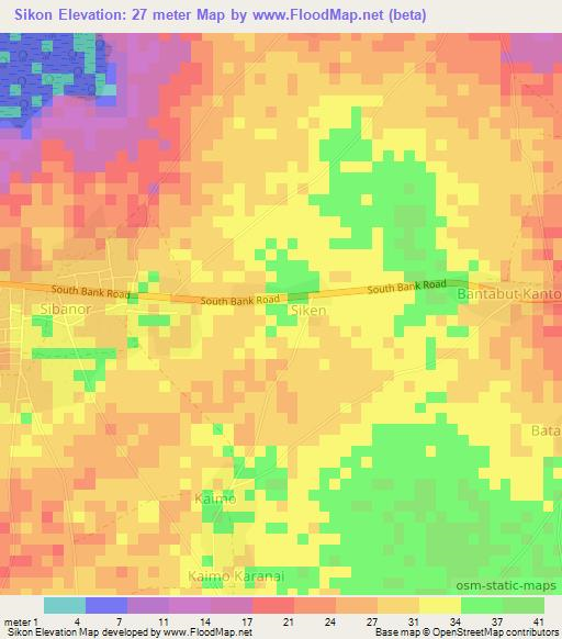 Sikon,Gambia Elevation Map