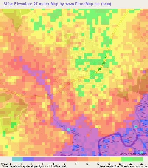Sifoe,Gambia Elevation Map