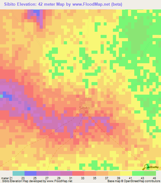 Sibito,Gambia Elevation Map