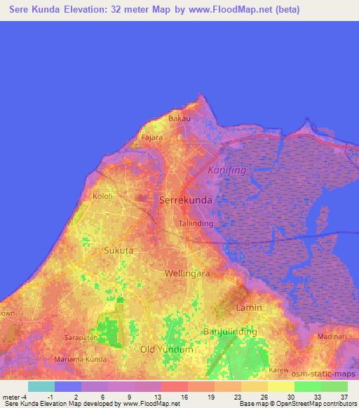 Sere Kunda,Gambia Elevation Map