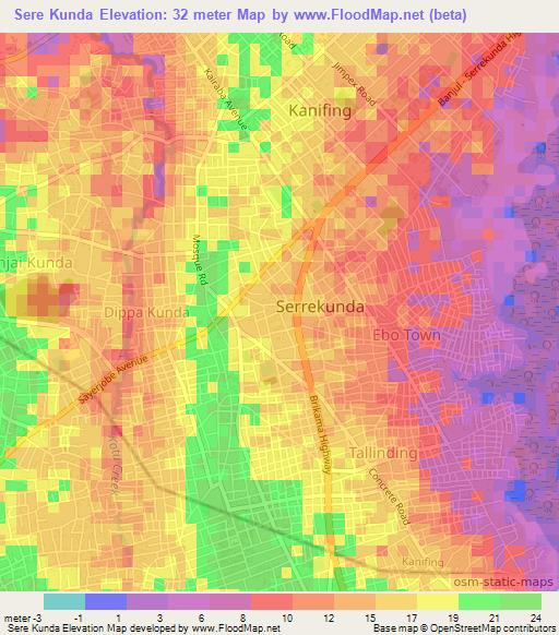 Sere Kunda,Gambia Elevation Map