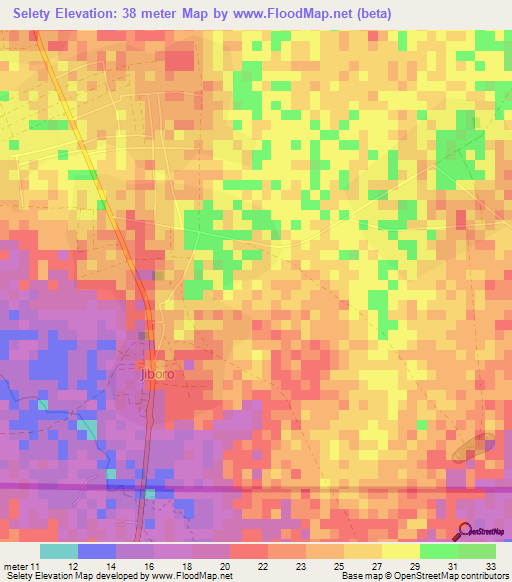 Selety,Gambia Elevation Map