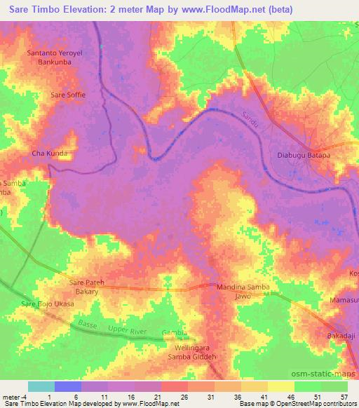 Sare Timbo,Gambia Elevation Map