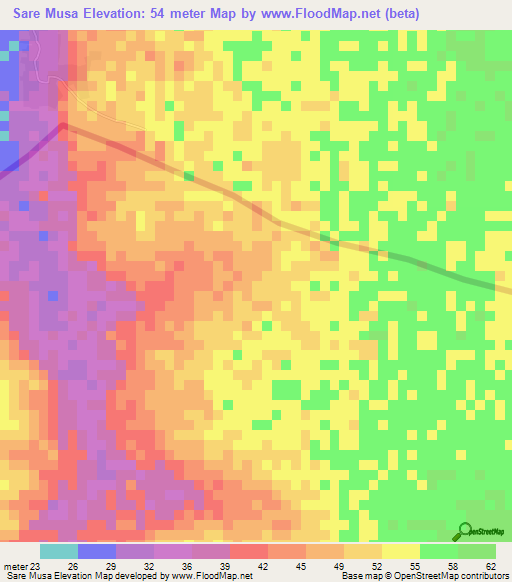 Sare Musa,Gambia Elevation Map