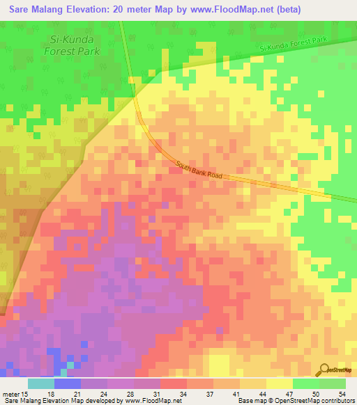 Sare Malang,Gambia Elevation Map