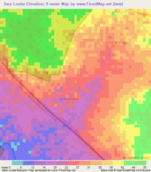 Sare Louba,Gambia Elevation Map