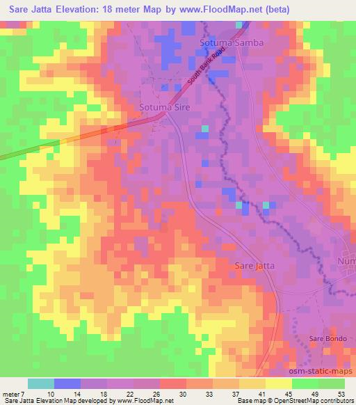 Sare Jatta,Gambia Elevation Map