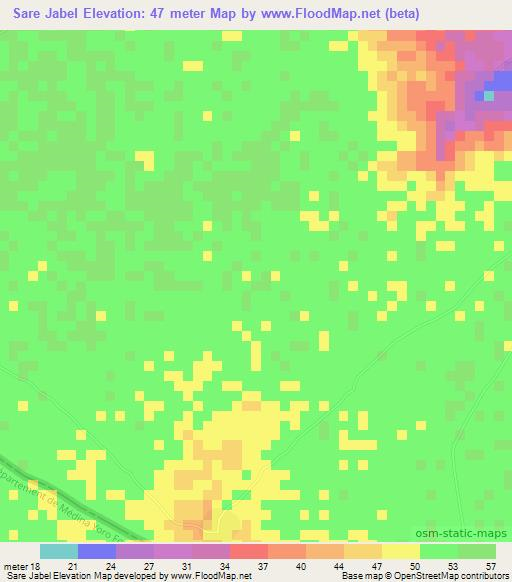 Sare Jabel,Gambia Elevation Map