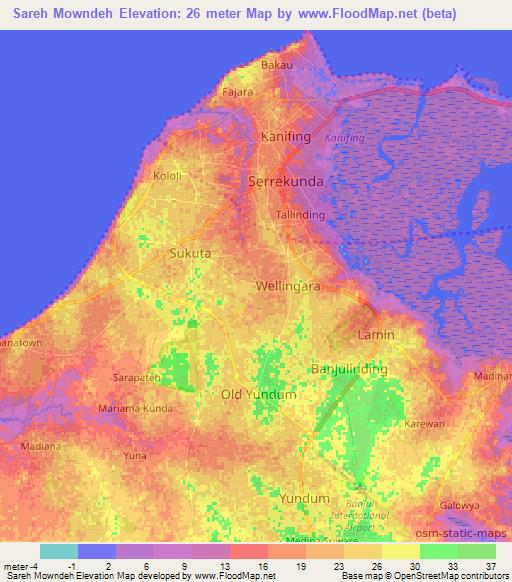 Sareh Mowndeh,Gambia Elevation Map