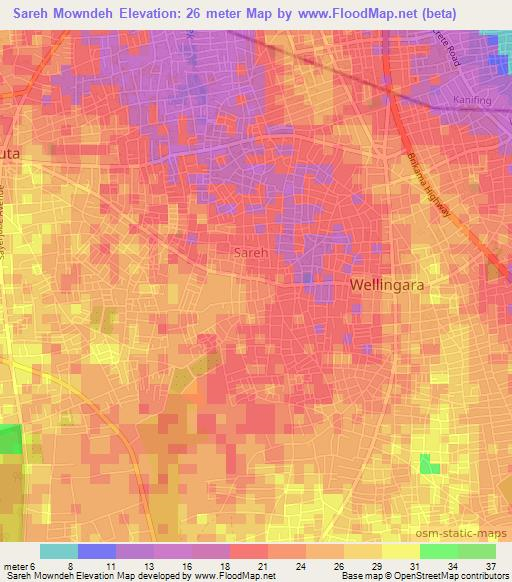 Sareh Mowndeh,Gambia Elevation Map