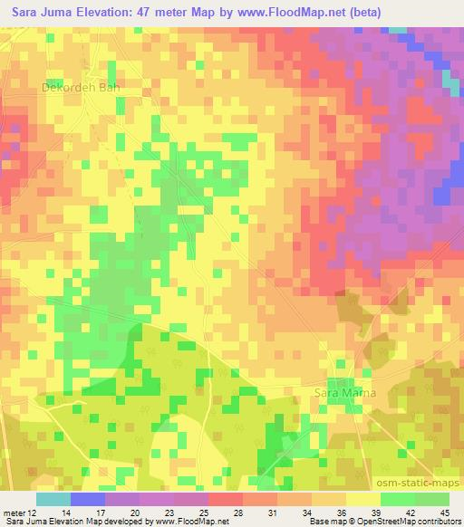 Sara Juma,Gambia Elevation Map