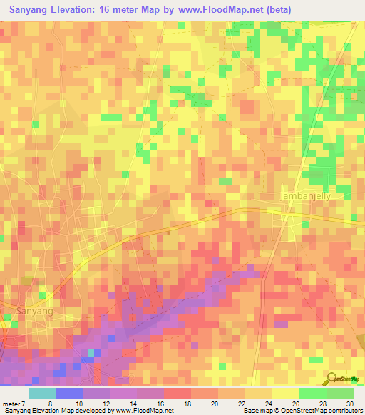 Sanyang,Gambia Elevation Map