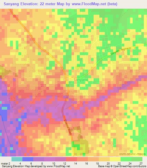 Sanyang,Gambia Elevation Map