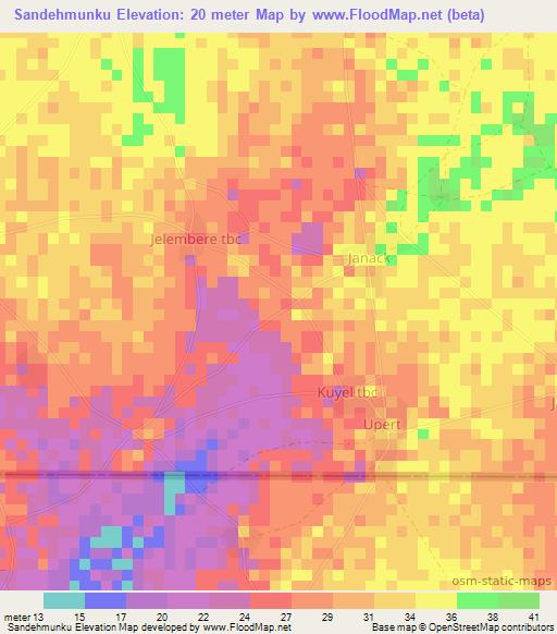 Sandehmunku,Gambia Elevation Map
