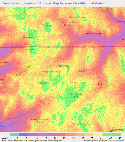 Sam Joben,Gambia Elevation Map