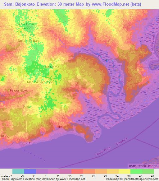 Sami Bajonkoto,Gambia Elevation Map