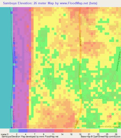 Sambuya,Gambia Elevation Map