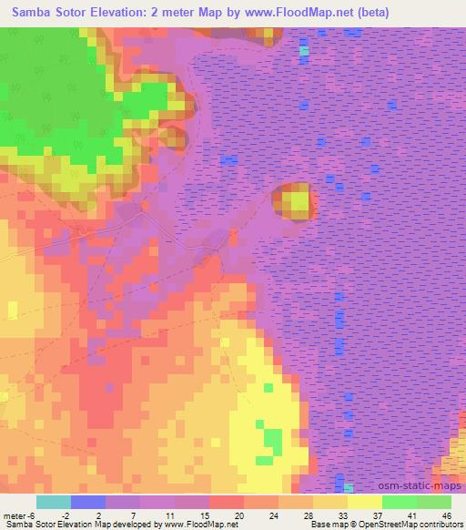 Samba Sotor,Gambia Elevation Map