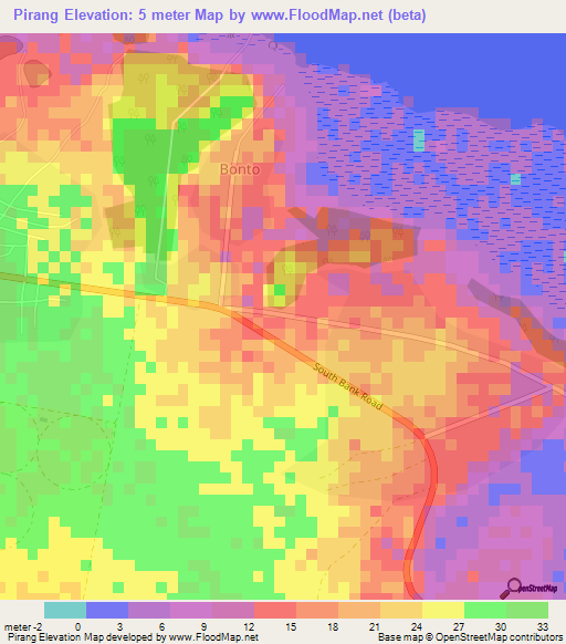Pirang,Gambia Elevation Map