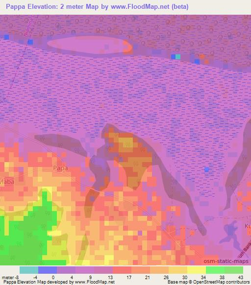Pappa,Gambia Elevation Map