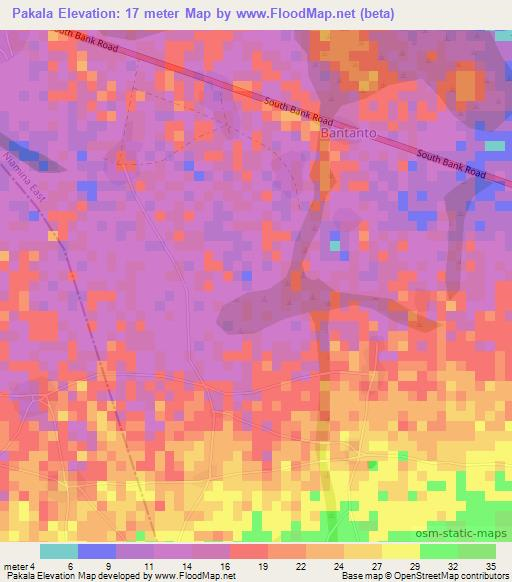 Pakala,Gambia Elevation Map