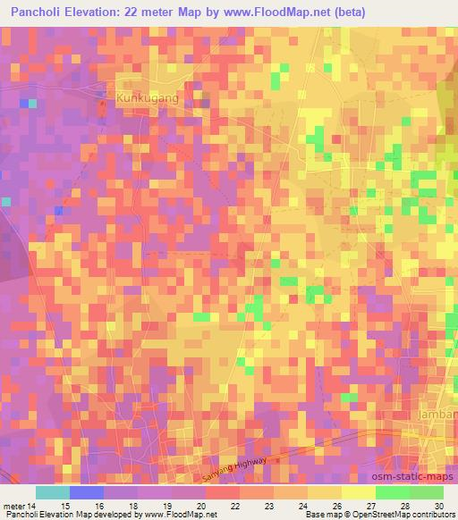 Pancholi,Gambia Elevation Map