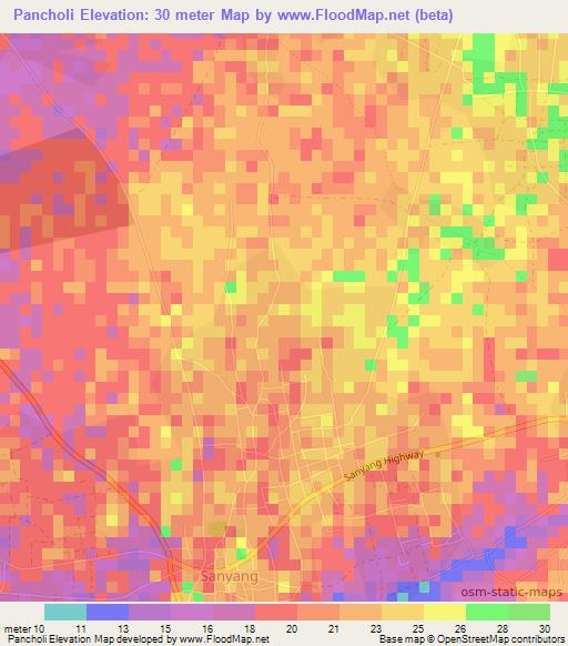 Pancholi,Gambia Elevation Map