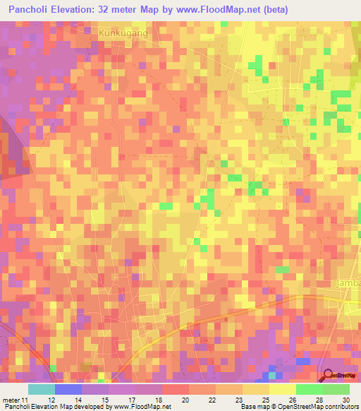 Pancholi,Gambia Elevation Map