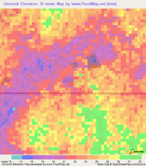 Omortoh,Gambia Elevation Map