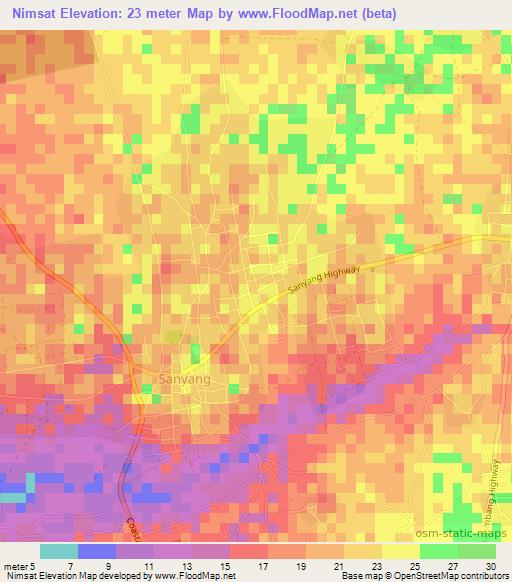 Nimsat,Gambia Elevation Map