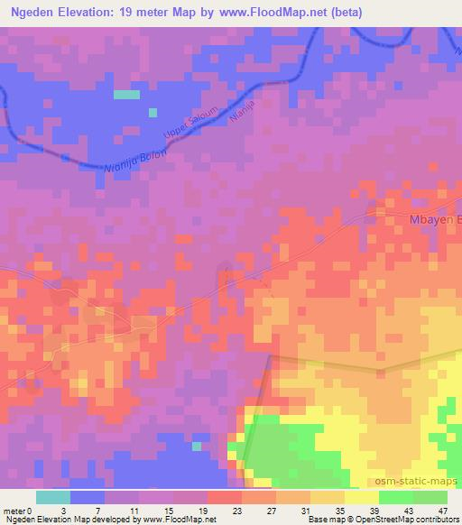 Ngeden,Gambia Elevation Map