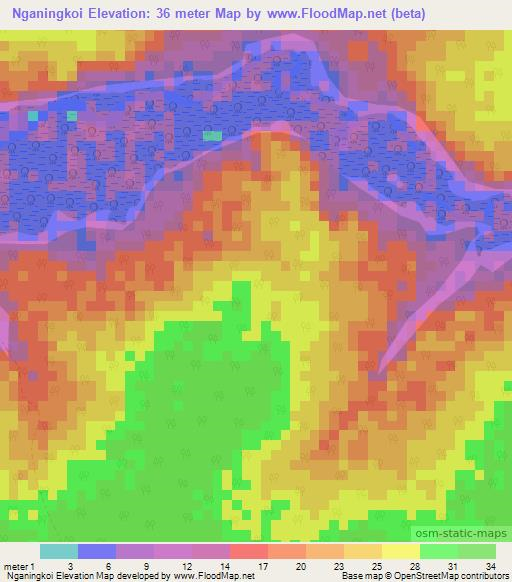 Nganingkoi,Gambia Elevation Map