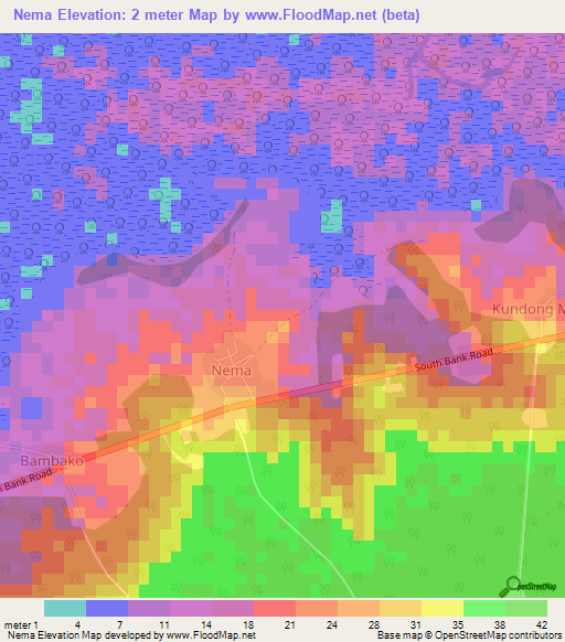 Nema,Gambia Elevation Map