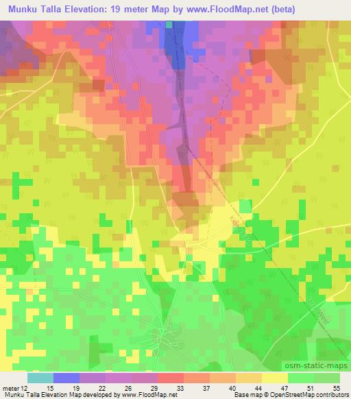 Munku Talla,Gambia Elevation Map