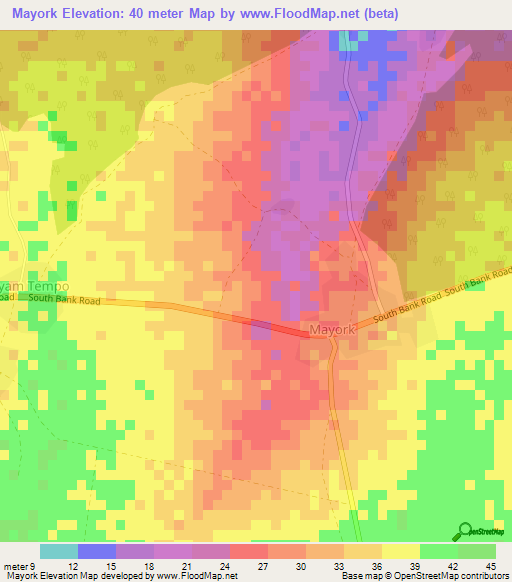 Mayork,Gambia Elevation Map