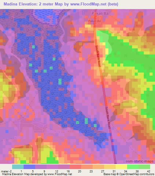 Madina,Gambia Elevation Map