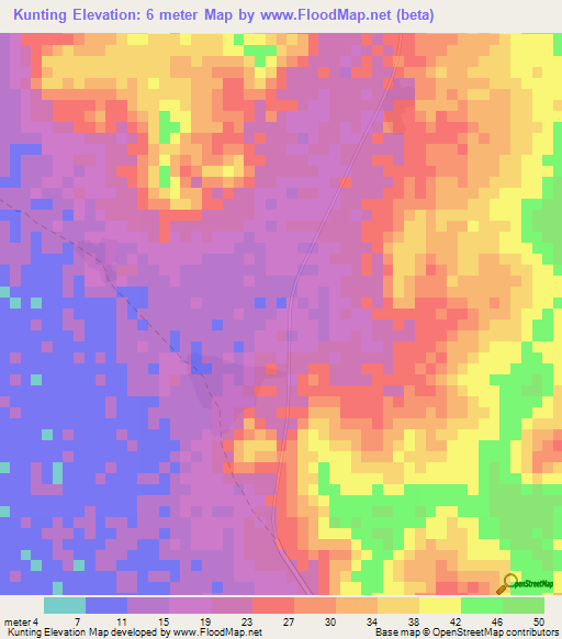 Kunting,Gambia Elevation Map