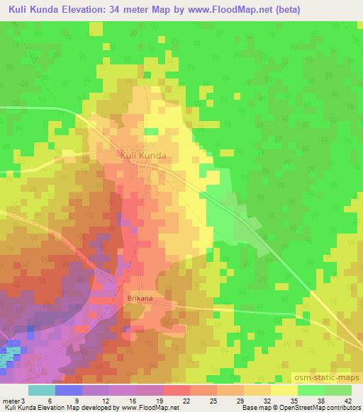 Kuli Kunda,Gambia Elevation Map