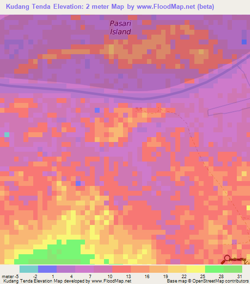 Kudang Tenda,Gambia Elevation Map