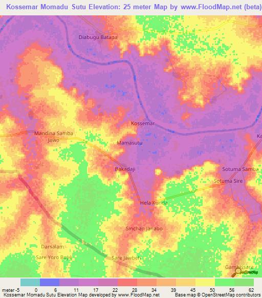 Kossemar Momadu Sutu,Gambia Elevation Map