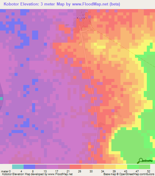 Kobotor,Gambia Elevation Map
